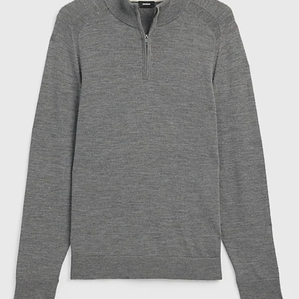 Express Men's Charcoal Zip-Up Sweater